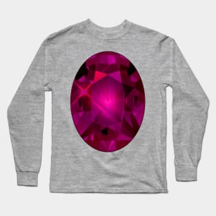 Pink Oval Shape Gemstone Long Sleeve T-Shirt